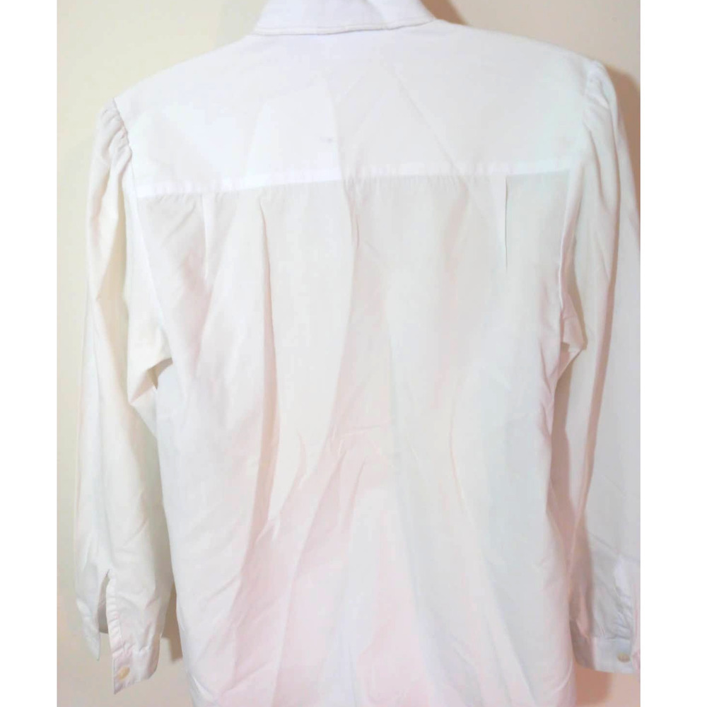 Projections Vintage  Celtic Women SZ 8 White Embroidery Cutout Collar Pleat  Top - Picture 7 of 8